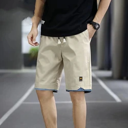 Men's Shorts Summer New Loose Elastic Waist Solid Drawstring All-match Thin Casual Straight Shorts Fashion Trend Men Clothing