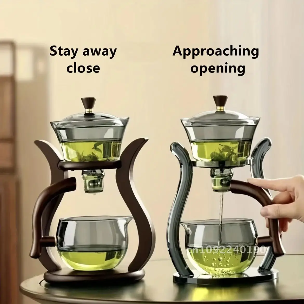 Lazy Kung Fu Glass Tea Set Semi Automatic Drip With Switch Teapot Magnetic Set Glassware Teacup Glass Set Teapot Infuser