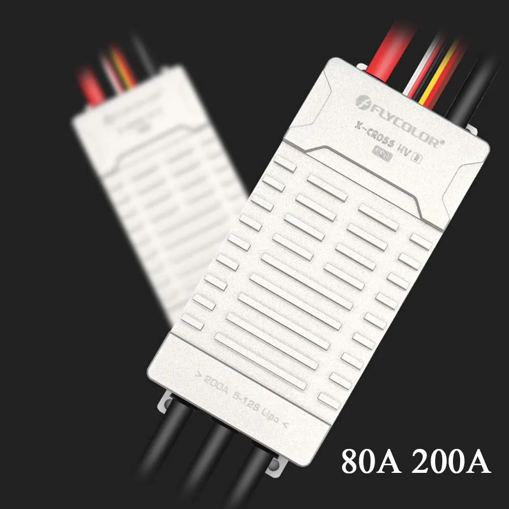 

Flycolor X-CROSS HV3 PRO 80A 200A ESC 5-12S BLHeli-32 Dshot Proshot 64MHz ARM 32-Bit Speed Controller for RC FPV Racing Drone