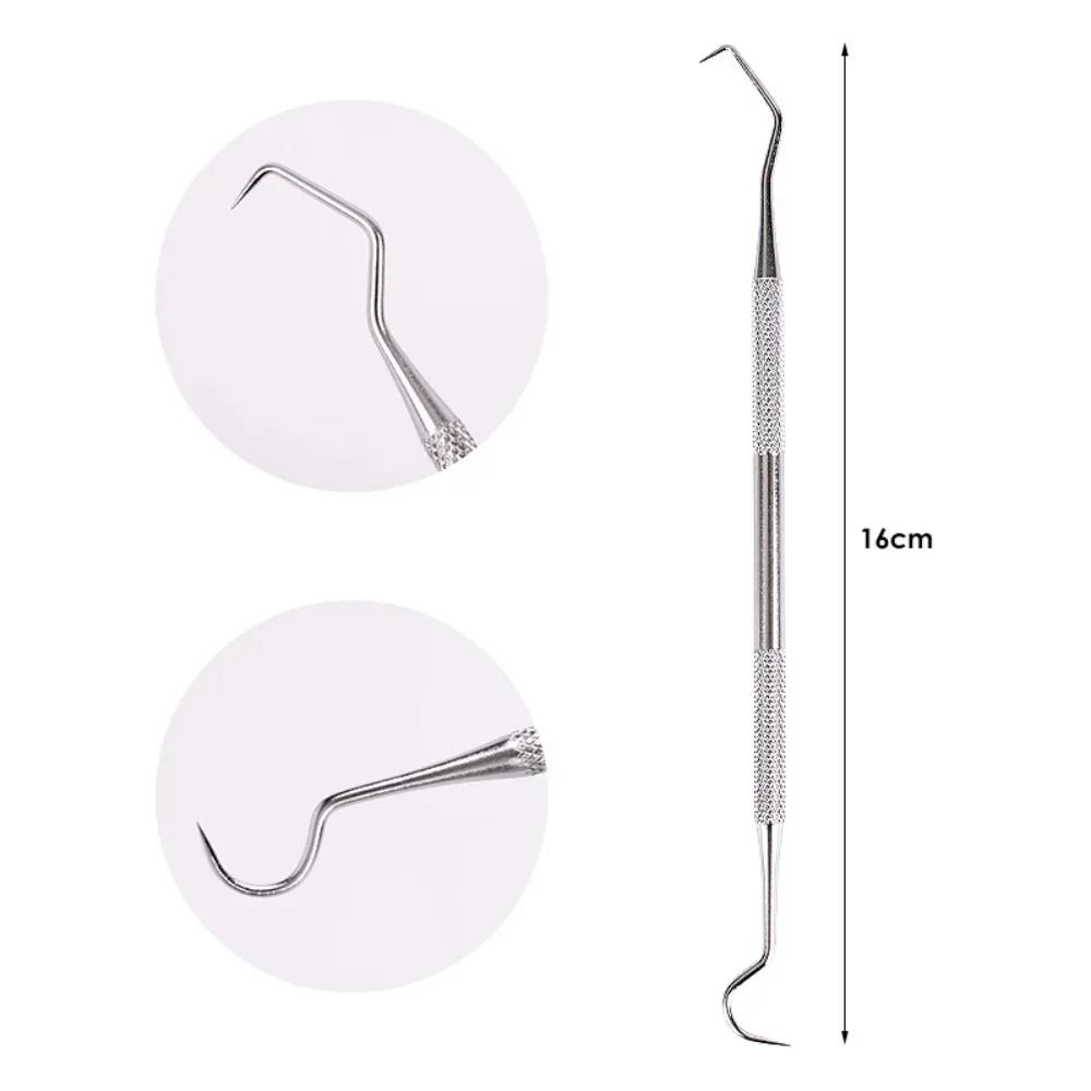 1/5pc Double Ended Stainless Steel Toothpick Scraper Periodontal Probe Teeth Stain Remover Oral Hygiene Tool