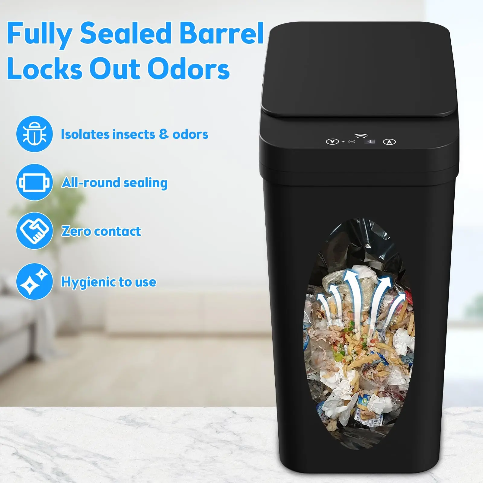 Bathroom Trash Can with Lid, Automatic Touchless Garbage Can, Small Motion Sensor Smart Trash Can, Slim Waterproof Trash Bin