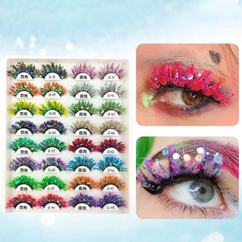 ขนตาปลอมกลิตเตอร์วิบวับ 1 คู่ สำหรับฮาโลวีน แต่งหน้าฟูๆ DIY คอสเพลย์ เวที แต่งตาเท่ๆ