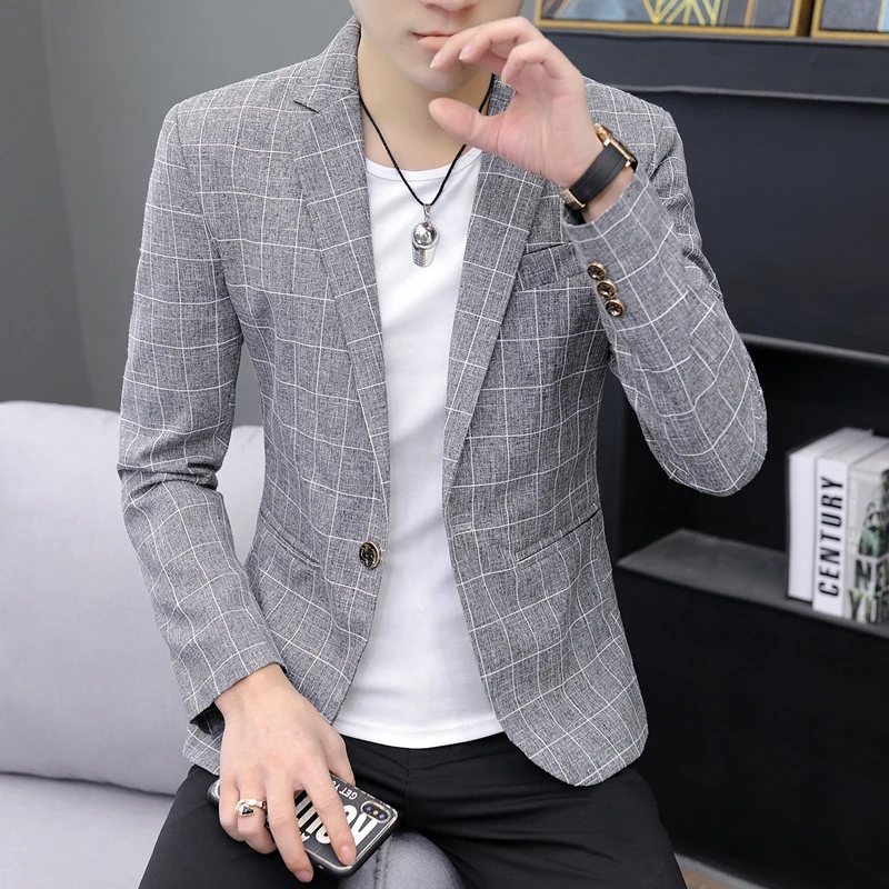 

Весенне-осенняя мужская повседневная куртка нового стиля, тонкая верхняя одежда в корейском стиле, молодежная модная городская куртка-пиджак