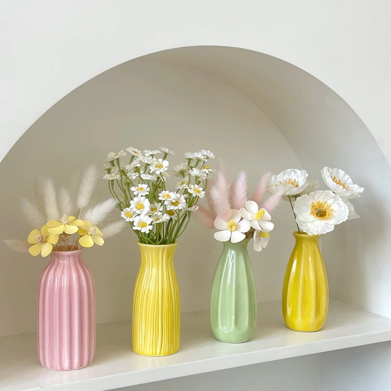 Mini florero de cerámica, florero decorativo, florero para mesa de boda, florero para flores, maceta para plantas, adorno de escritorio, florero decorativo
