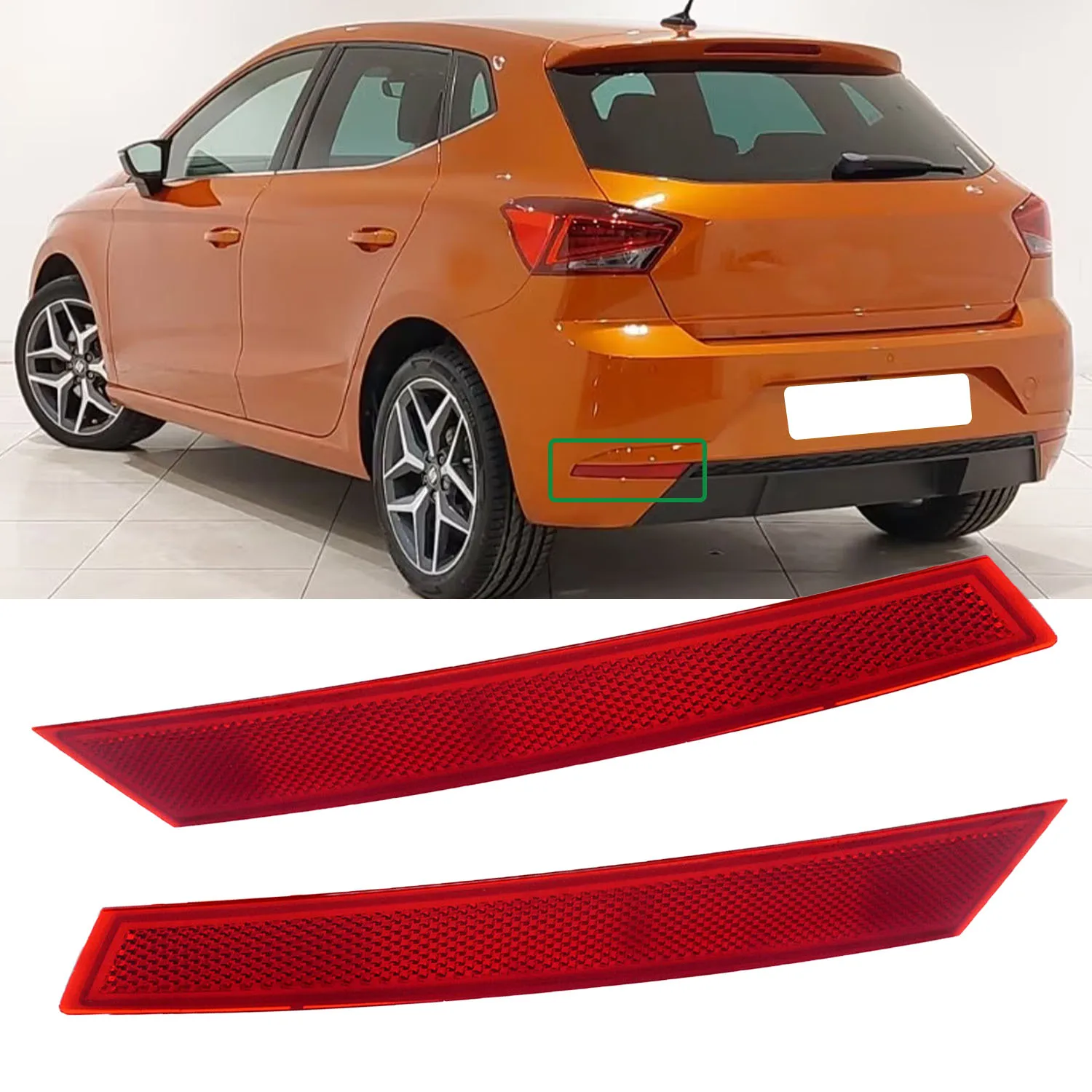Car Rear Bumper Reflector Tail Light Reflective Strip No Light No Blub for Seat Ibiza V KJ1 2017-2021 6F0945106 6F0945105