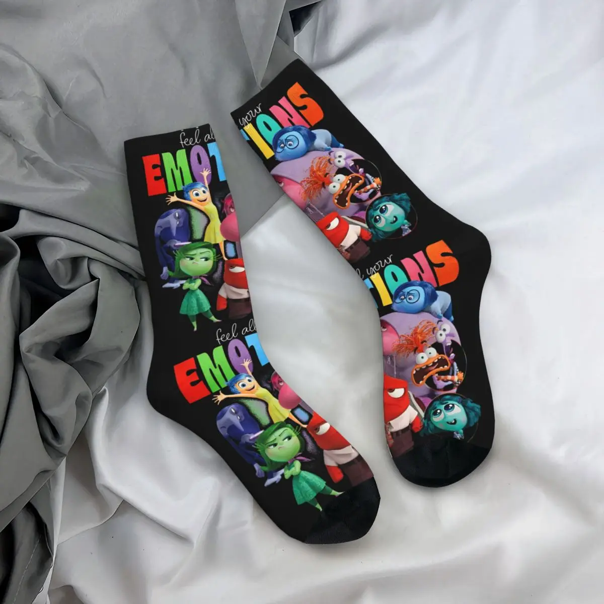 Crazy Design Inside Out 2 Feel All Your Emotions Vintage Sports Socks Polyester Long Socks for Unisex