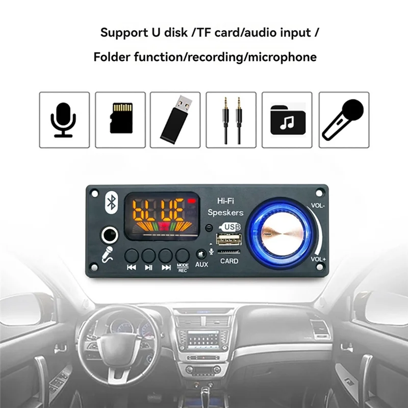 B37B-Bluetooth Audio Decoder Amplifier Board 2X80w 160W Amplifier Audio Player 12V DIY MP3 Player Car FM Radio Module TF USB