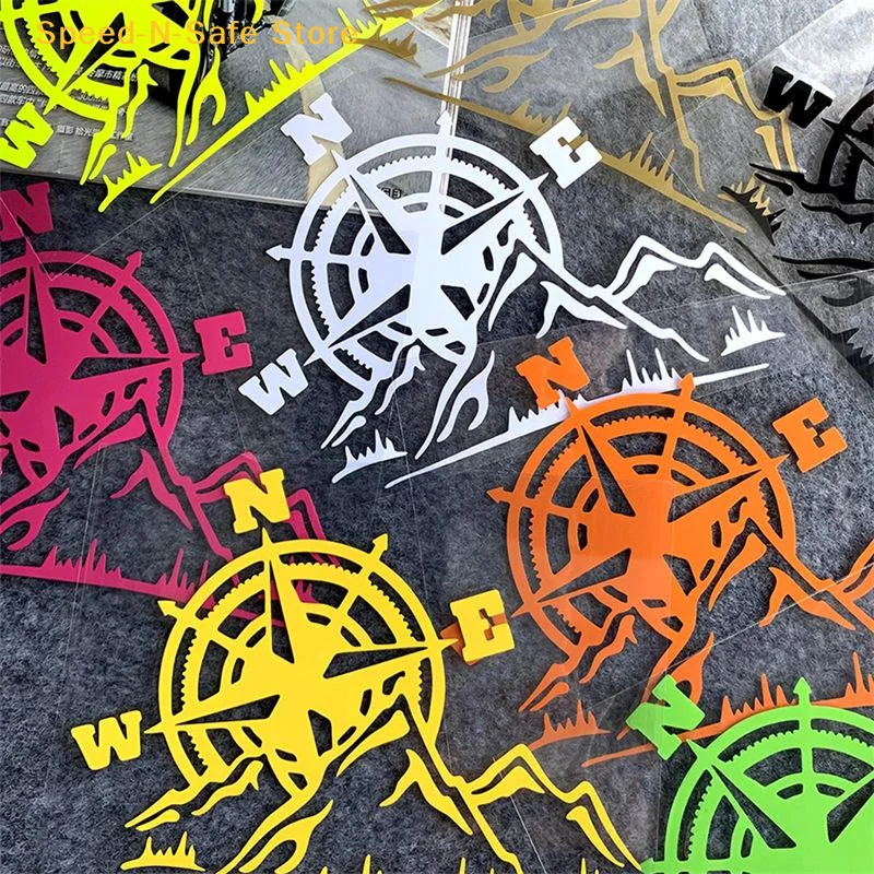 Outdoor Jungle Compass Sticker 4X4 Exploration for Cars Trucks Motorcycles Adventure Theme Waterproof Vehicle Decoration