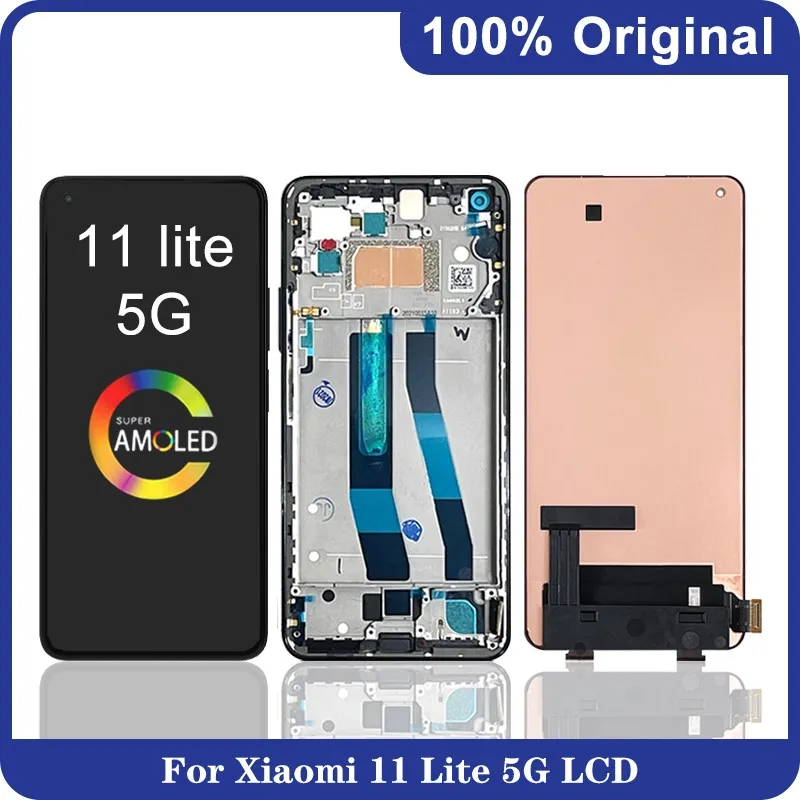 

6.55''Original AMOLED For Xiaomi Mi 11 Lite 5G M2101K9AG LCD Display Touch Screen Digitizer For Mi 11Lite LCD Screen Replacement