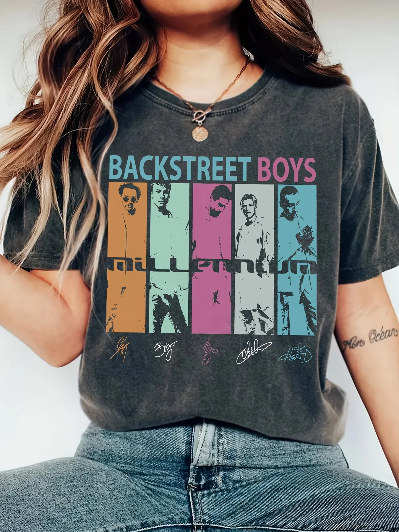 Camiseta para Mujer Backstreet Boys Millennium - Diseño Retro de Boy Band, Top Informal Vintage