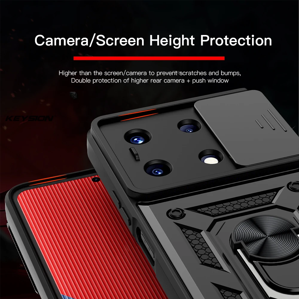 KEYSION Shockproof Case for Infinix Note 30 5G 30i 30 Pro 4G Slide Camera Lens Protection Ring Phone Cover for Hot 30 Play NFC