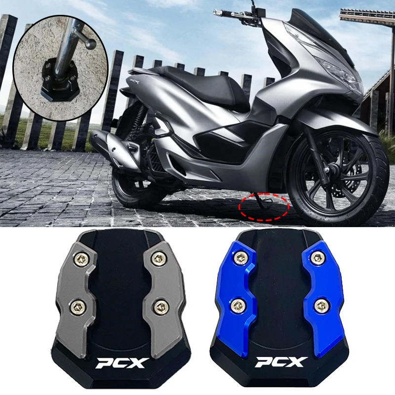 Motorcycle CNC Kickstand Foot Side Stand Support Extension Enlarger Pad For HONDA PCX125 PCX150 PCX 160 150 2018 2019 2020 2021 