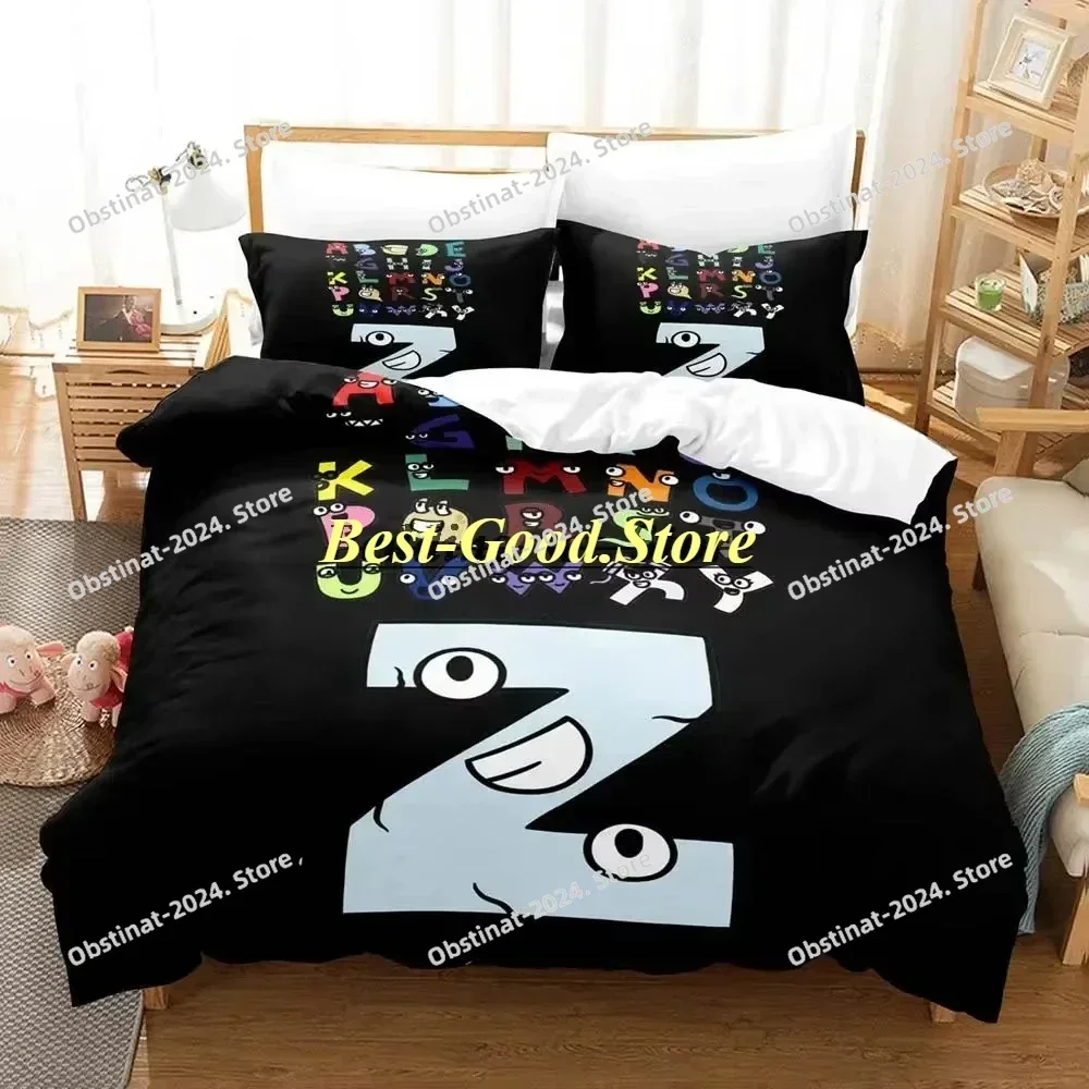 Alphabet Lore 3D Print Comforter Bedding Set,Duvet Cover Bed Set Quilt Cover Pillowcase,King Queen Size Bedding Set Kid Bedroom