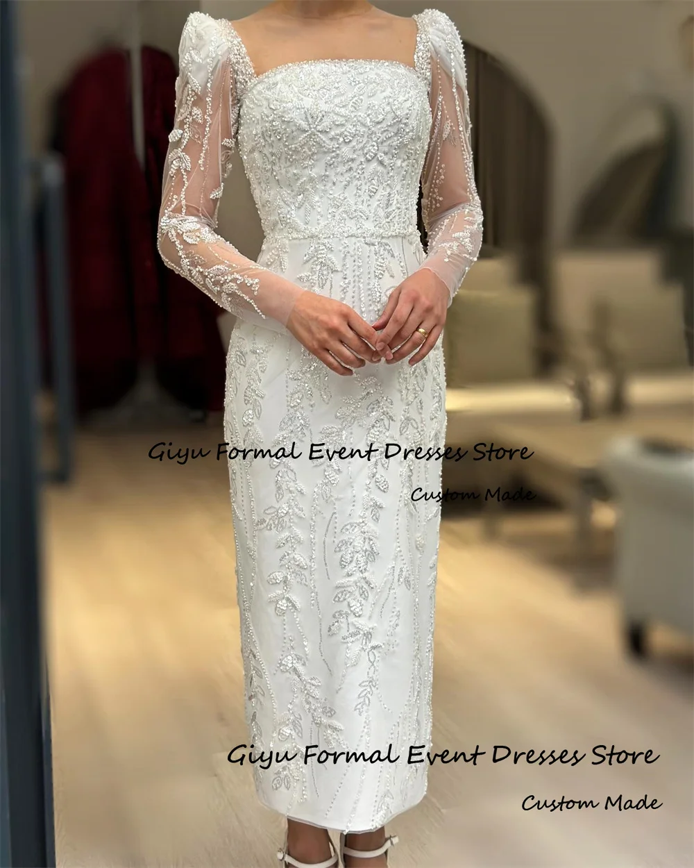 Giyu Exquisite Lace Followers Wedding Dresses For Woman Full Sleeves Ankle-Length Vestidos De Novias 2024 Evening Dress