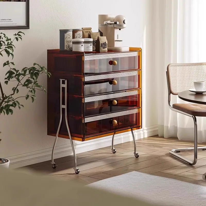 

Acrylic chest retro small apartment bedroom storage drawer cabinet bedside cabinet living room sofa TV side cabinet