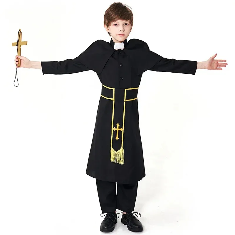 

Halloween Children Cosplay Priest Black Robed Costume