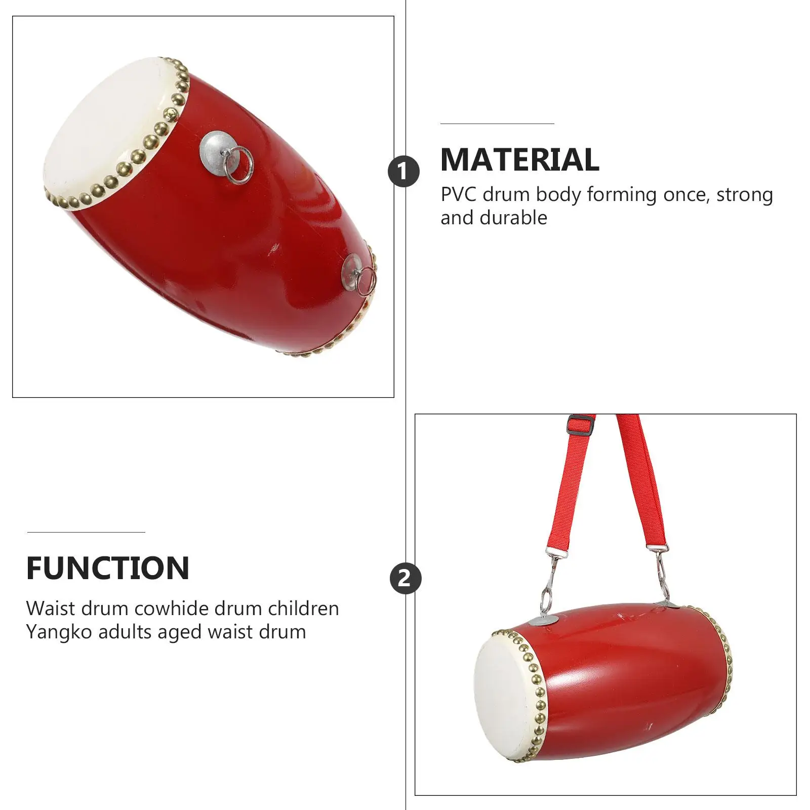 

Waist Drum Toys Durable PVC Cowhide Hand Drum for Celebrations Percussion Instrument Musical Supply Toddler Fun Long Life