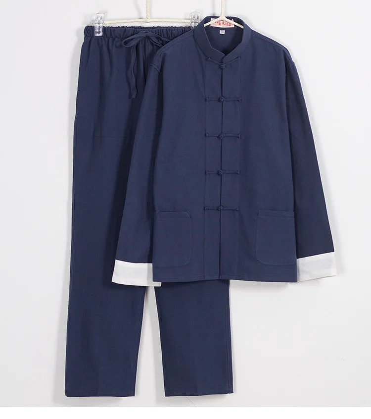 Camicie di Lino Stile Cinese Tang Suit Hanfu, Camicie da Uomo con
