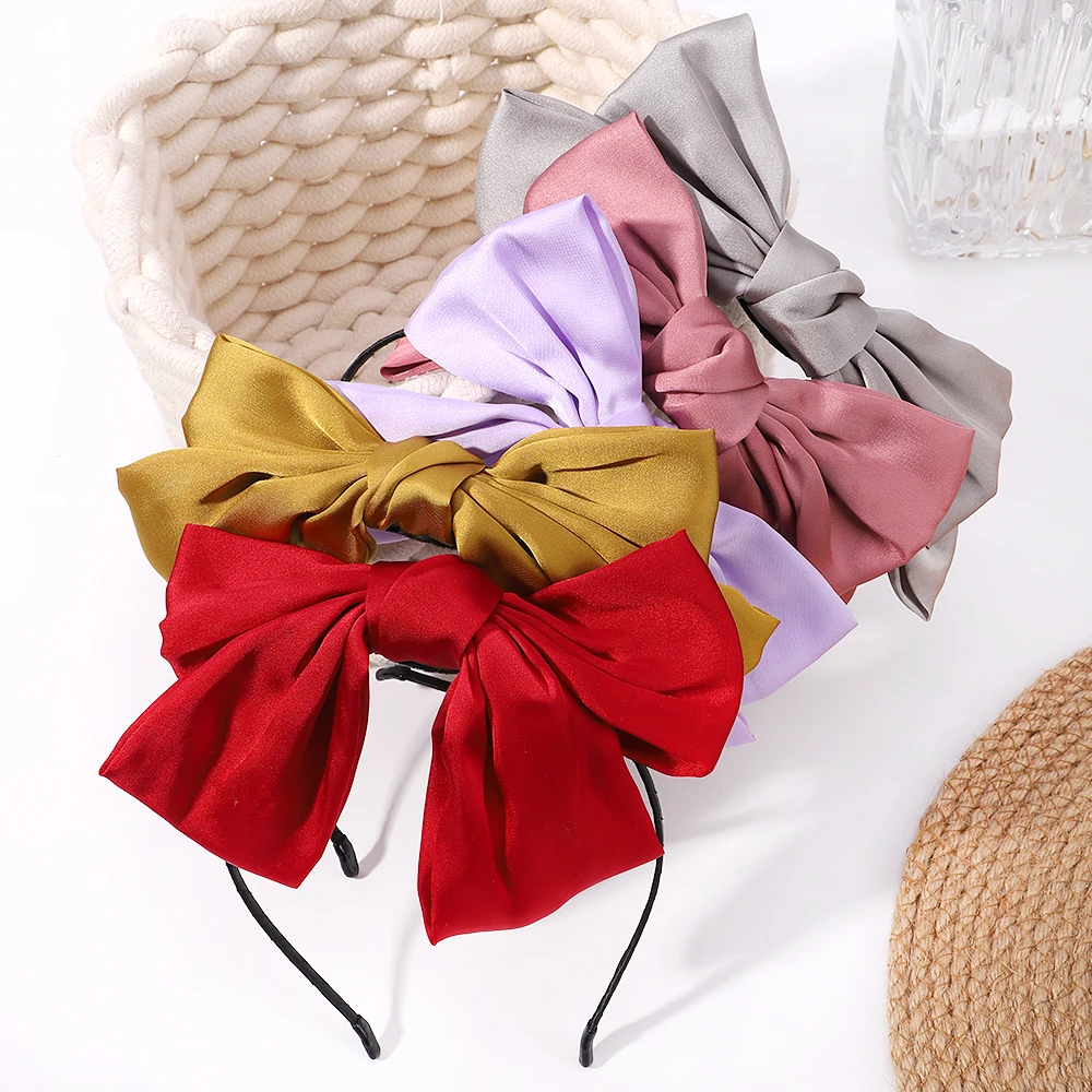 Diadema con bisel y lazo grande para mujer y niña, bandanas Vintage para el pelo, diadema ancha, accesorios para el cabello, color negro, novedad