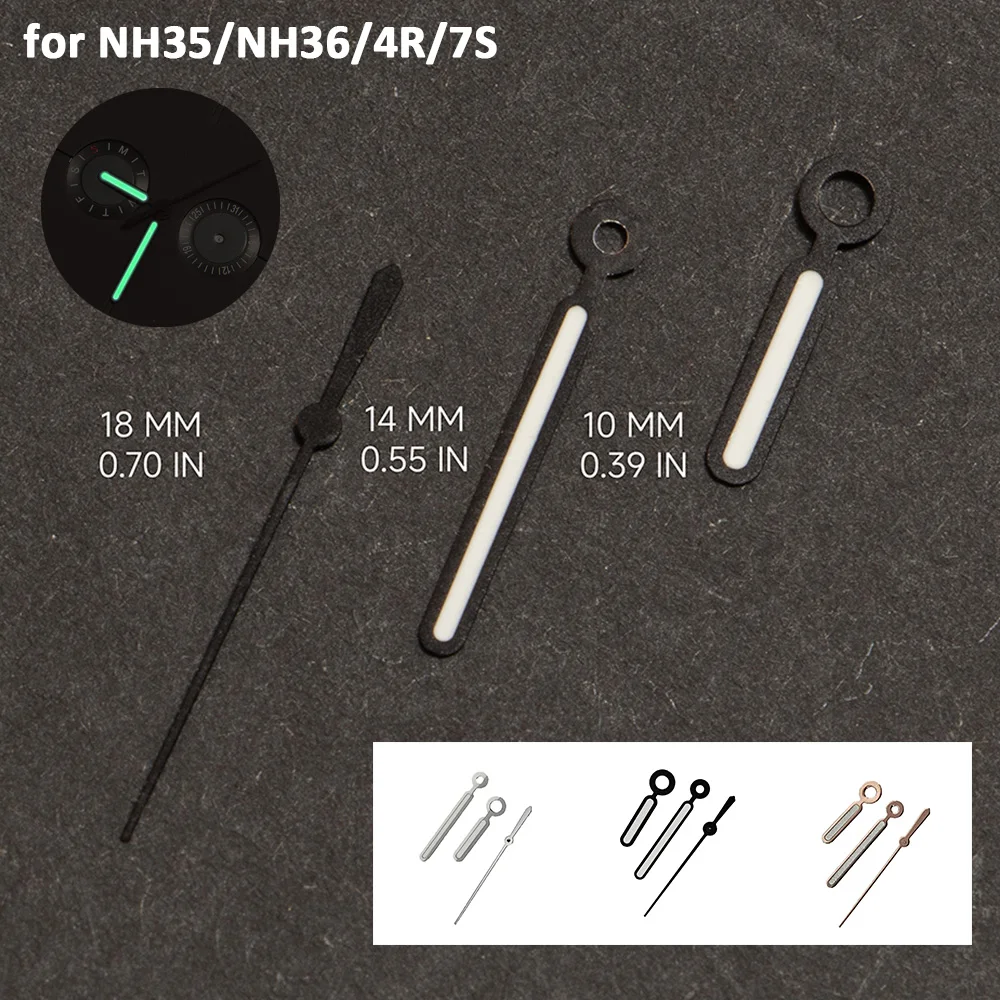 Geändert Uhr Hände Grün Leuchtend für NH35/NH36/4R/7S Bewegung Logbook Nadel Uhr Pins DIY Zeiger Zubehör
