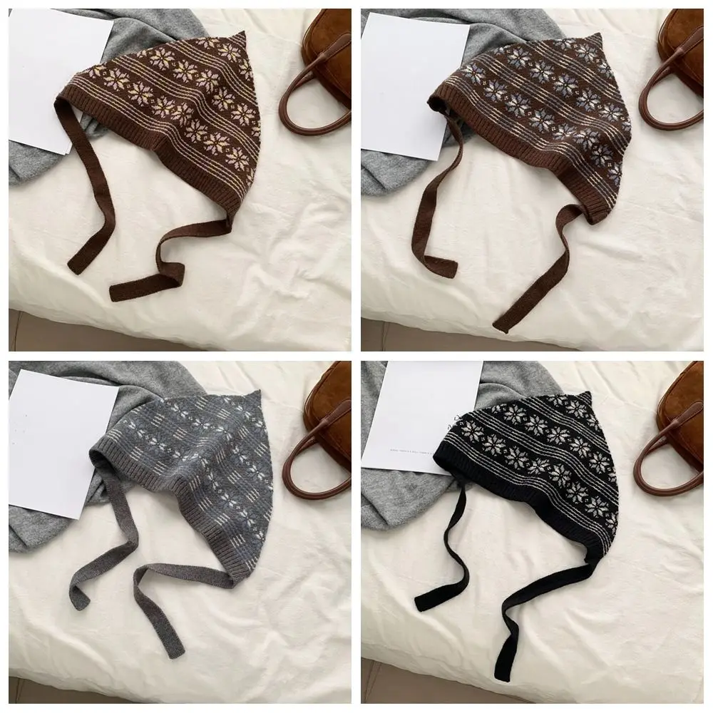 Elegant Bohemian Turban Knitted Triangle Headscarf Vintage Printed Apron Wrap Cummerbund Warm Ethnic Style Waist Band Streetwear view 5