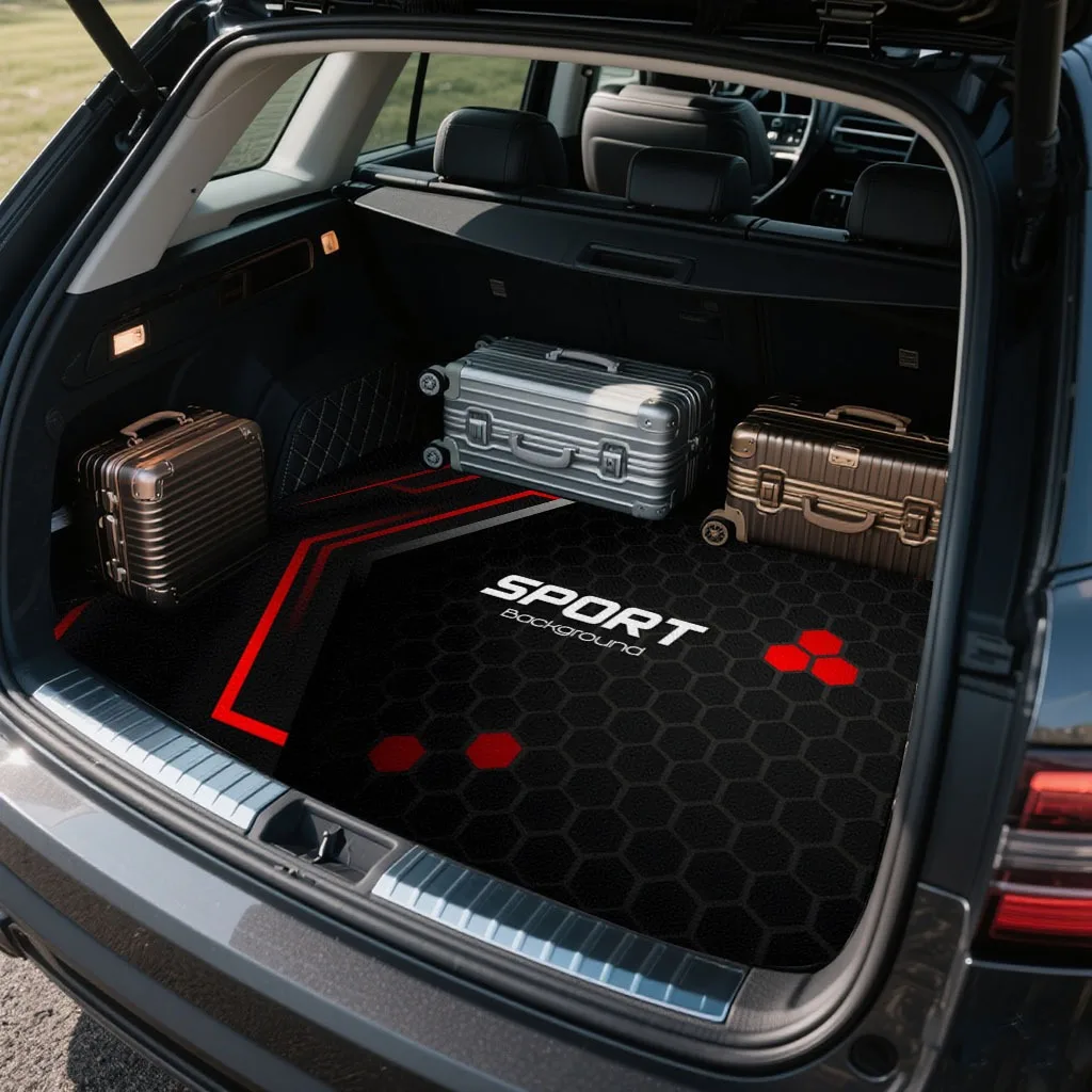 1 Stück Schwarz-Rote Bedruckte Kofferraummatte, Outdoor-Essmatte Universalgröße für Auto, LKW, SUV, hält das Fahrzeug sauber, 75CM * 100CM – Detail 6