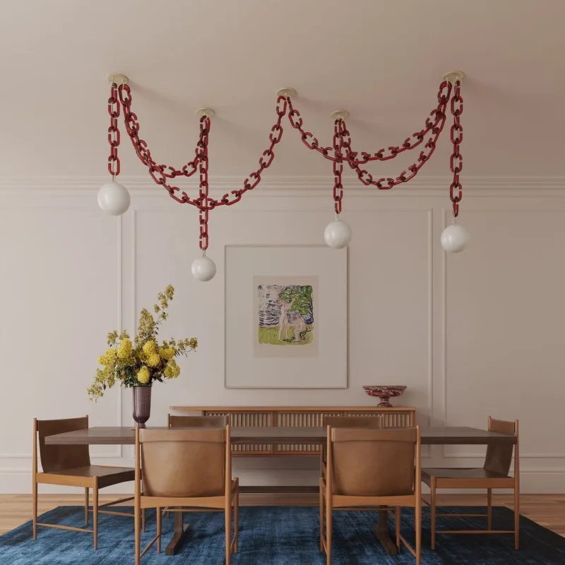 Nordic Glazen Bal Hanglamp Eenvoudige Designer Cerine Enkele Hanglamp Restaurant Kinderkamer Keten Creatieve Licht