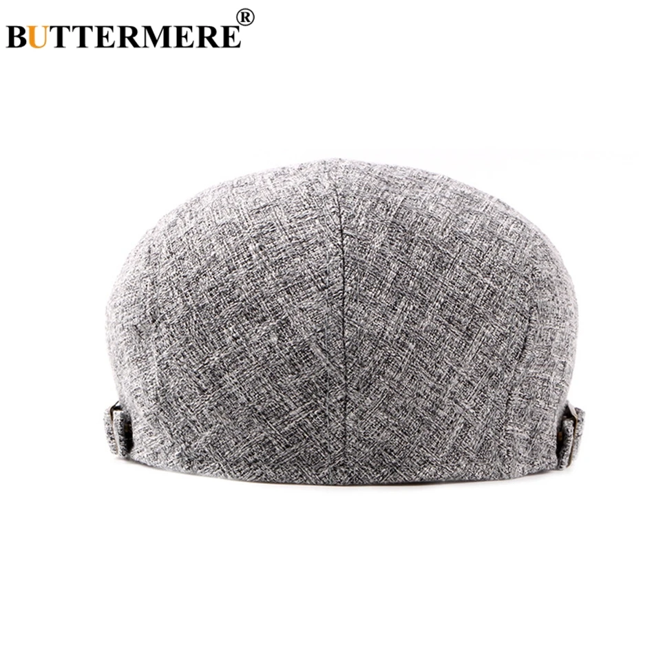 BUTTERMERE Mens Linen Flat Caps Adjustable Vintage Spring Summer Beret Hat Male Casual Style Gifts British Duckbill Hats