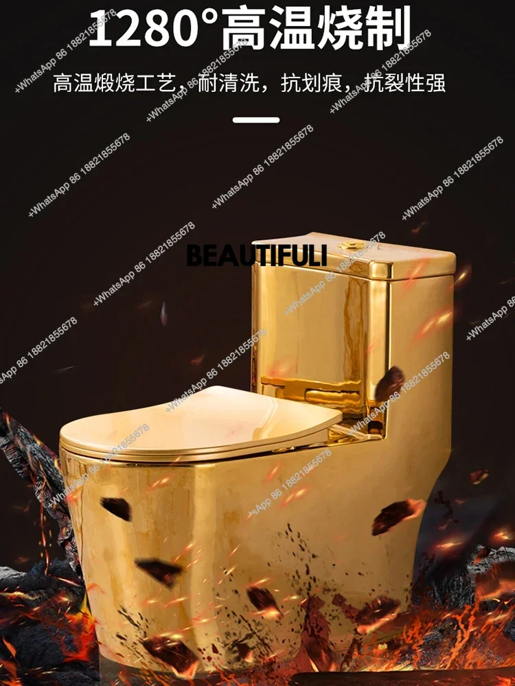 Siphon Water-Saving Mute Tuhao Gold Toilet Anti-Blocking Deodorant Ceramic Electroplating Gold