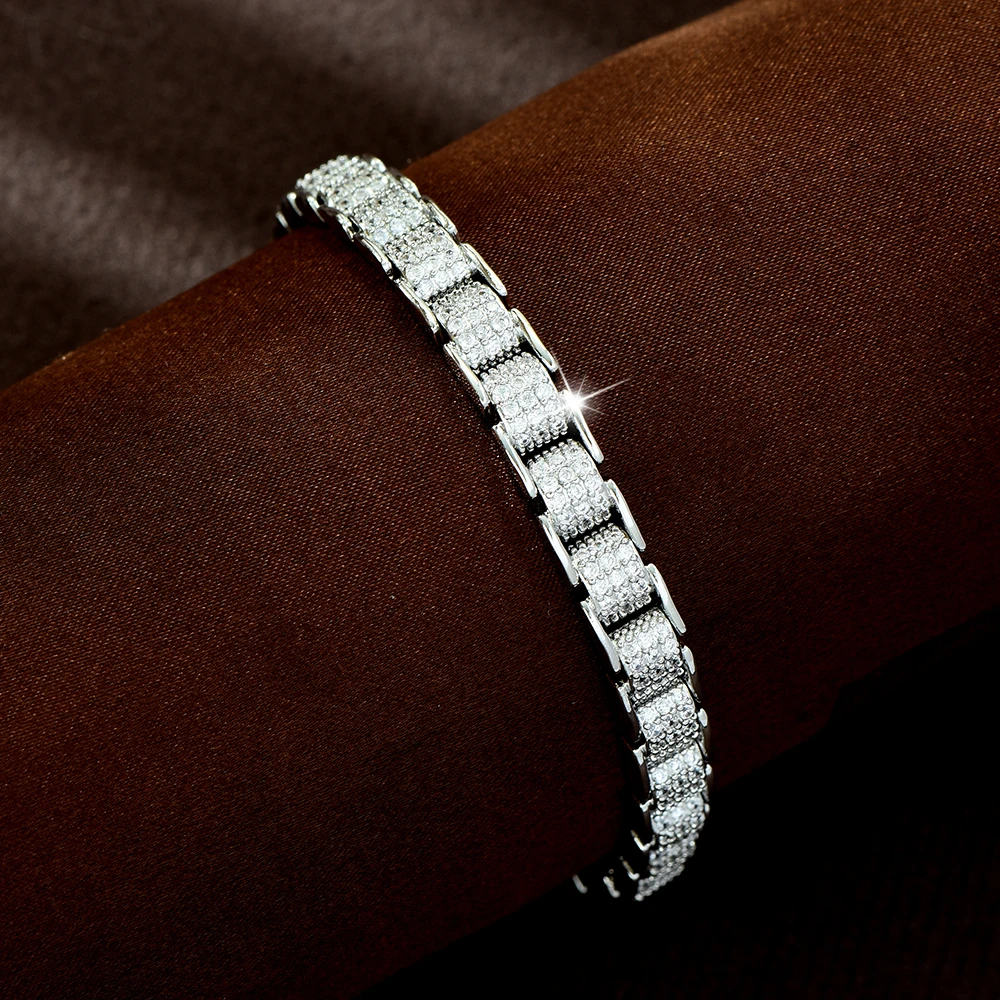 HIBRIDE New Stunning Womens Unique White Bracelet Everyday Shiny Zircon Bracelet Wedding Bridal Travel Ball Jewelry Gift B276