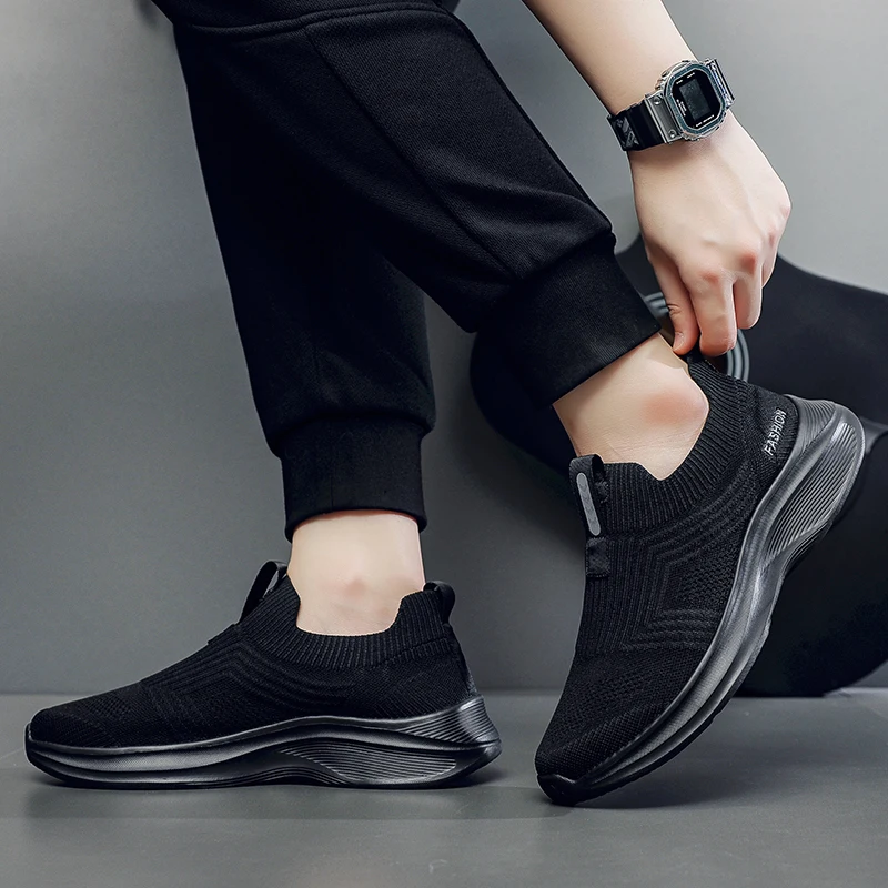 

Мужская повседневная тканая сетчатая дышащая эластичная летняя уличная спортивная обувь с низким берцем и неглубоким вырезом из эластичной ткани