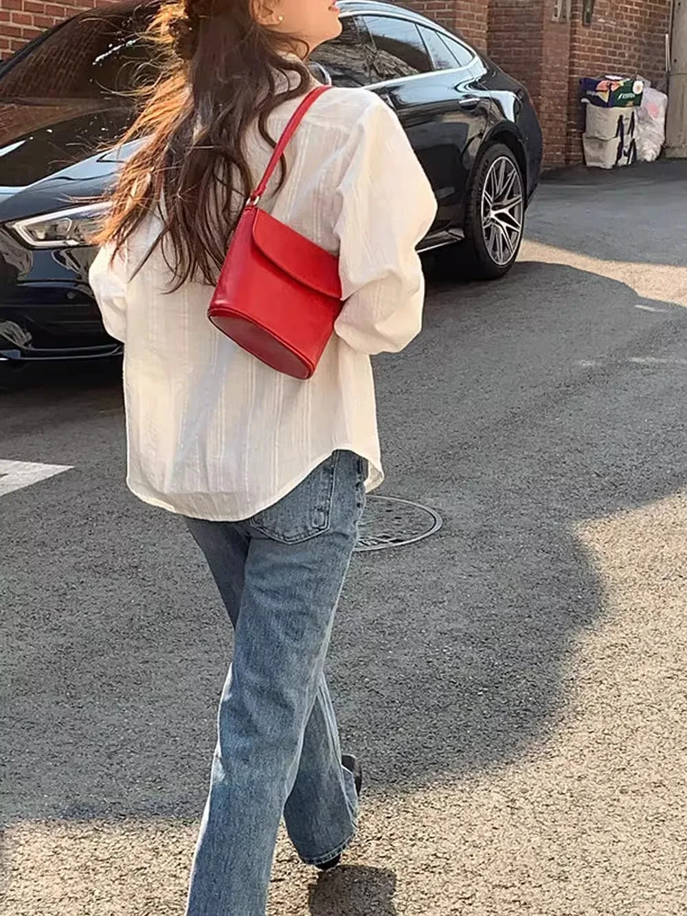

Faionable Pure Color Buet Bag Underarm Retro oulder Bag Korean Sle Versatile Daily Match Small Square Bag for Youth