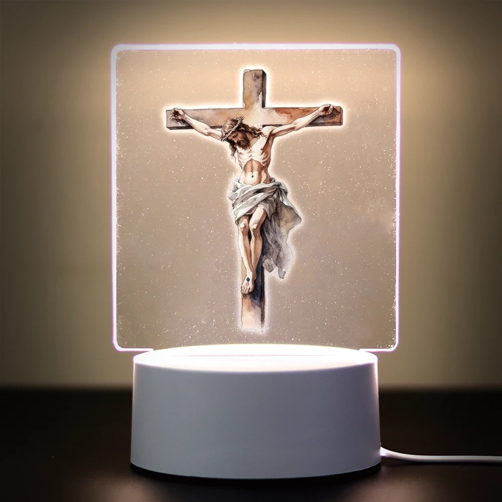 Jesus Led Table Lamp Acrylic Night Lights Gift Usb Atmosphere Table Lamp