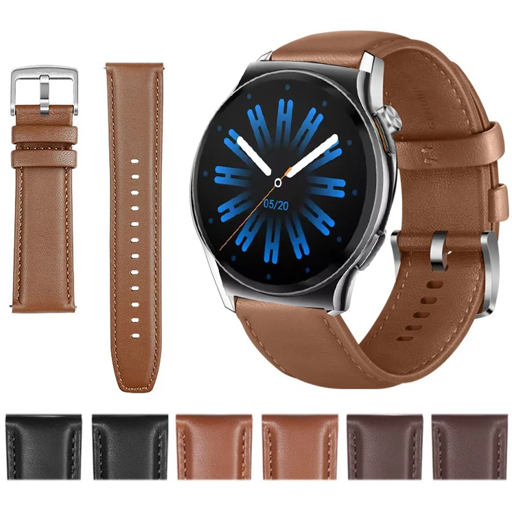 Genuine Leather Watchband for HAYLOU Solar Lite 2 Huawei Watch GT 6 22mm 20mm Strap Steel Pin Buckle High Quality Wrist Bracelet