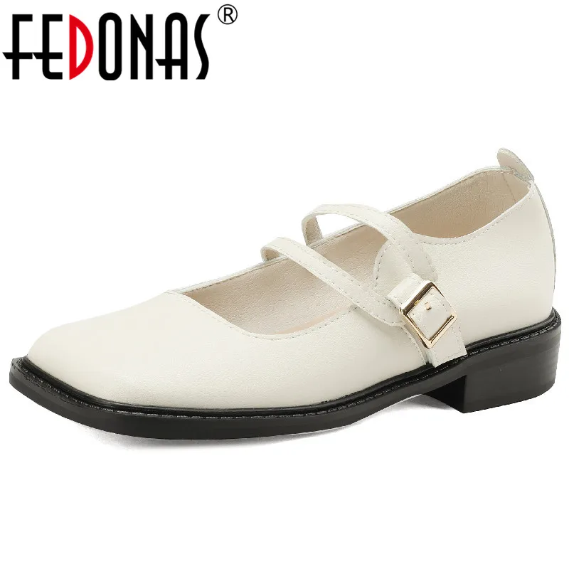 FEDONAS Retro Style Concise Women Pumps Spring Summer Office Ladies Casual Low Heels Square Toe Mary Janes Shoes Woman Big Size