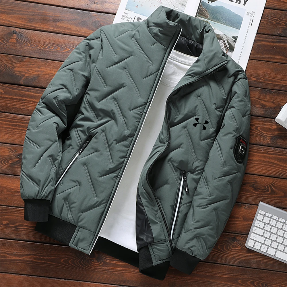 2024 New Winter Thick Men Warm Zip Up Parka Jackets Casual Men's Outwear Coats Male Windbreak Cotton Padded Down Zipper Jacket