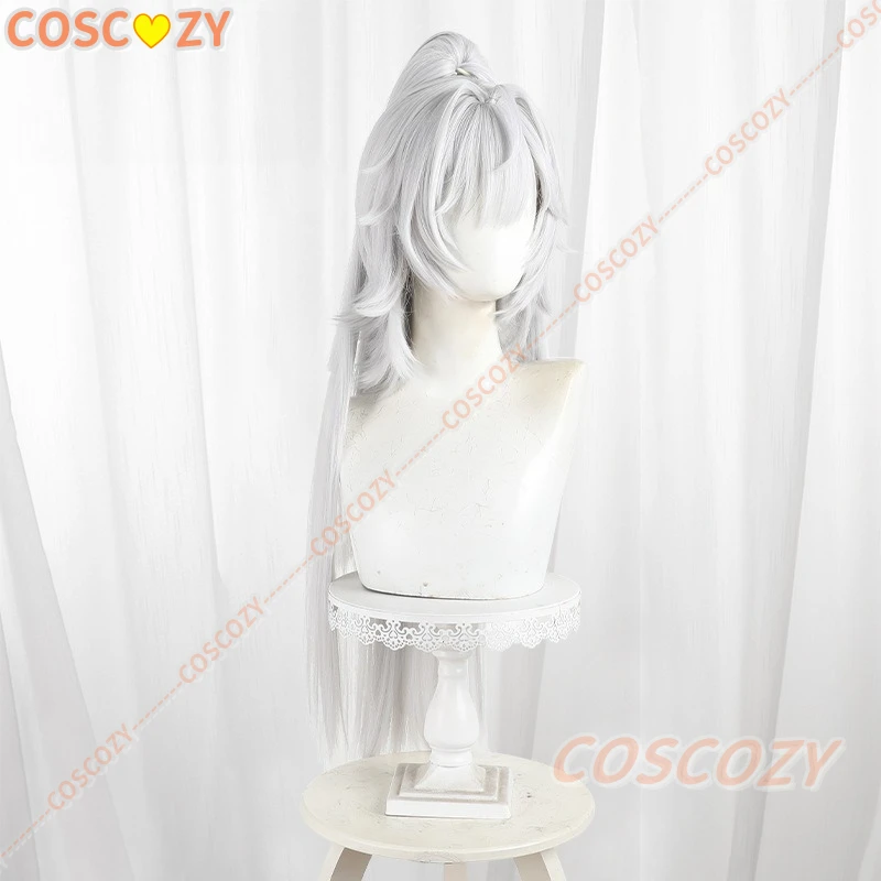Erdos Helia Cosplay Pruik Honkai Impact 3rd Erdos Helia 75 cm Lange Zilver Witte Paardenstaart Pruik Hittebestendige Synthetisch Haar