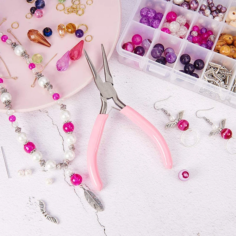 WholesaleMini Pliers Diagonal Round Bent Needle Nose Handcraft Beading Insulated Cutter Pliers For Jewelry Making Tools