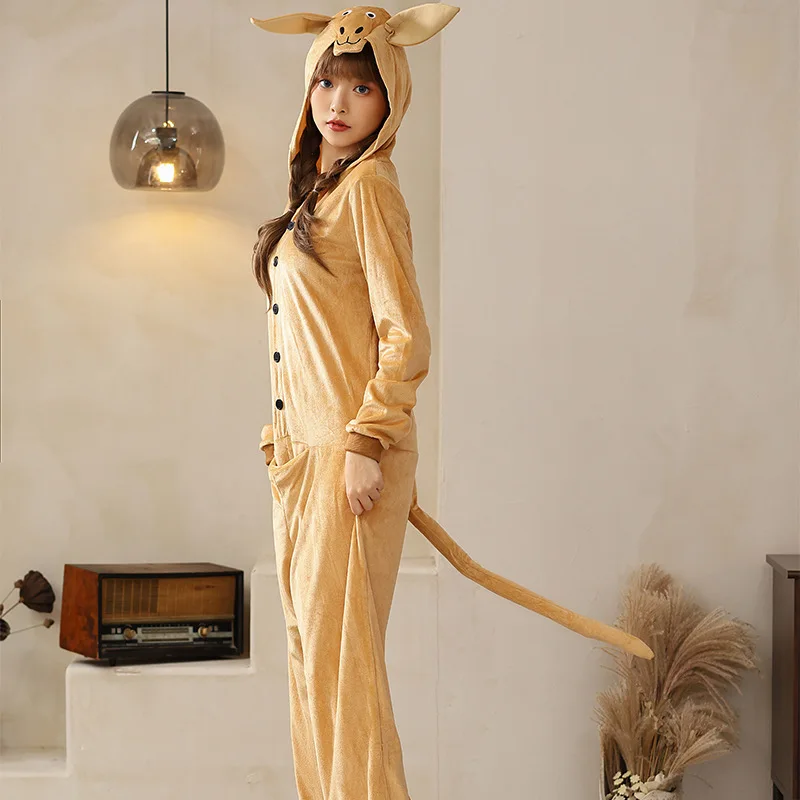 Uitvoering Dieren Kangroo Cosplay Grappige Jumpsuit Kostuums Dier Jurk Halloween Kostuum