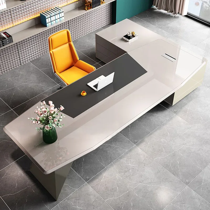 

Офисный стол для работы и хранения, напольный, минималистичный, современный европейский, в стиле легкой роскоши, качественная офисная мебель