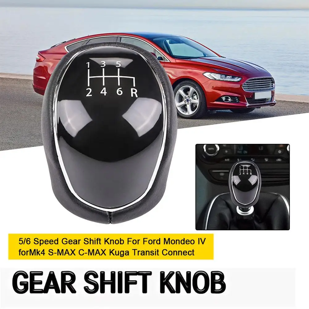 5/6 Car Leather Gear Shift Knob for FORD Mondeo IV ForMk4 S-MAX C-MAX Kuga Transit Connect Car Gear Lever Car Accessories