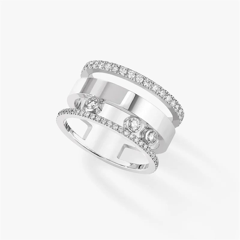 Official-website S925 Sterling Silver Move Romane Large Rings Bold Avant-garde Luxury Diamond Ring Messik Style