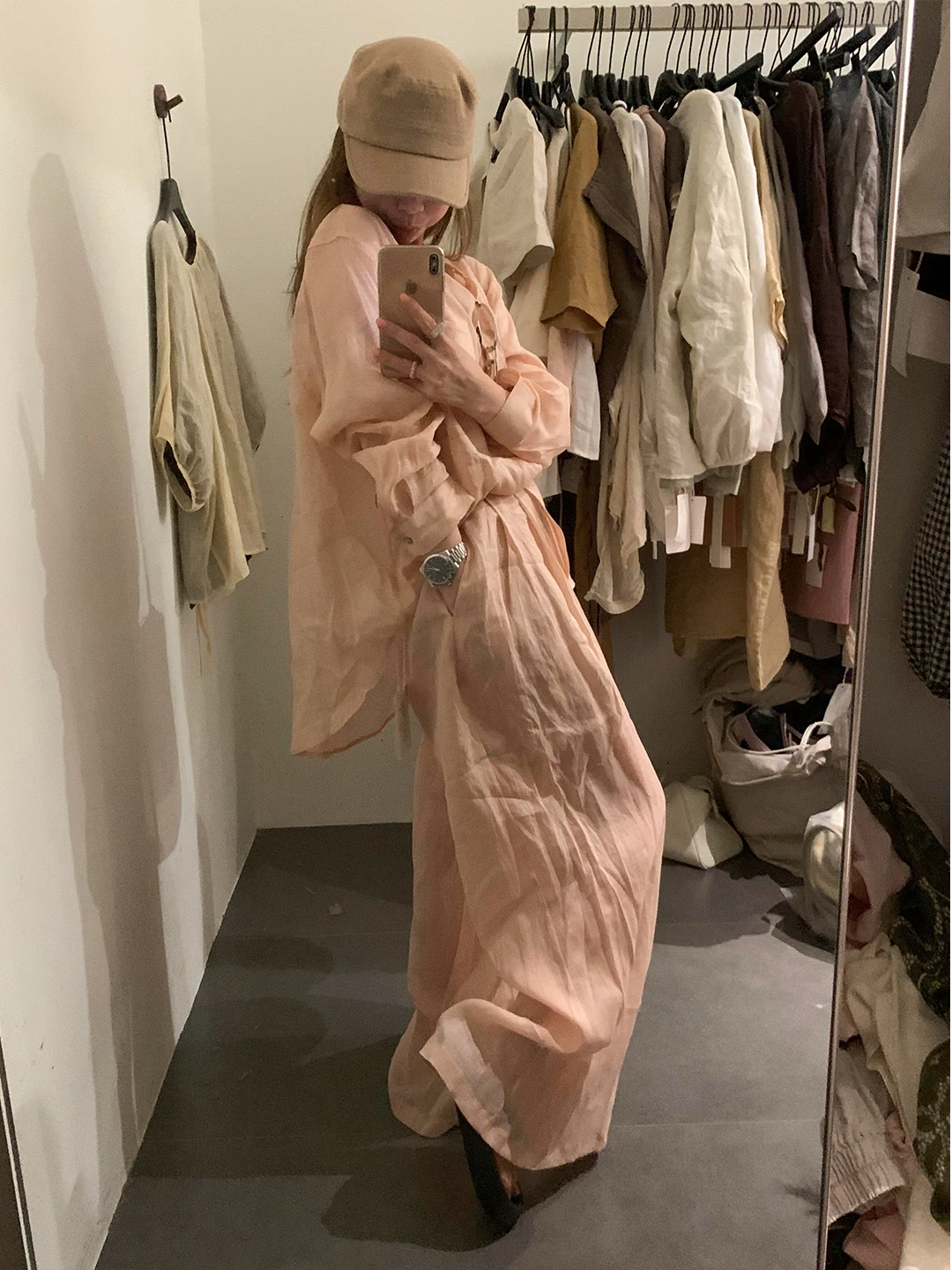 Summer New Casual Linen Sun Protection Set Women's Lightweight round Neck Open Cardigan Wide Leg Pants Two Piece Set