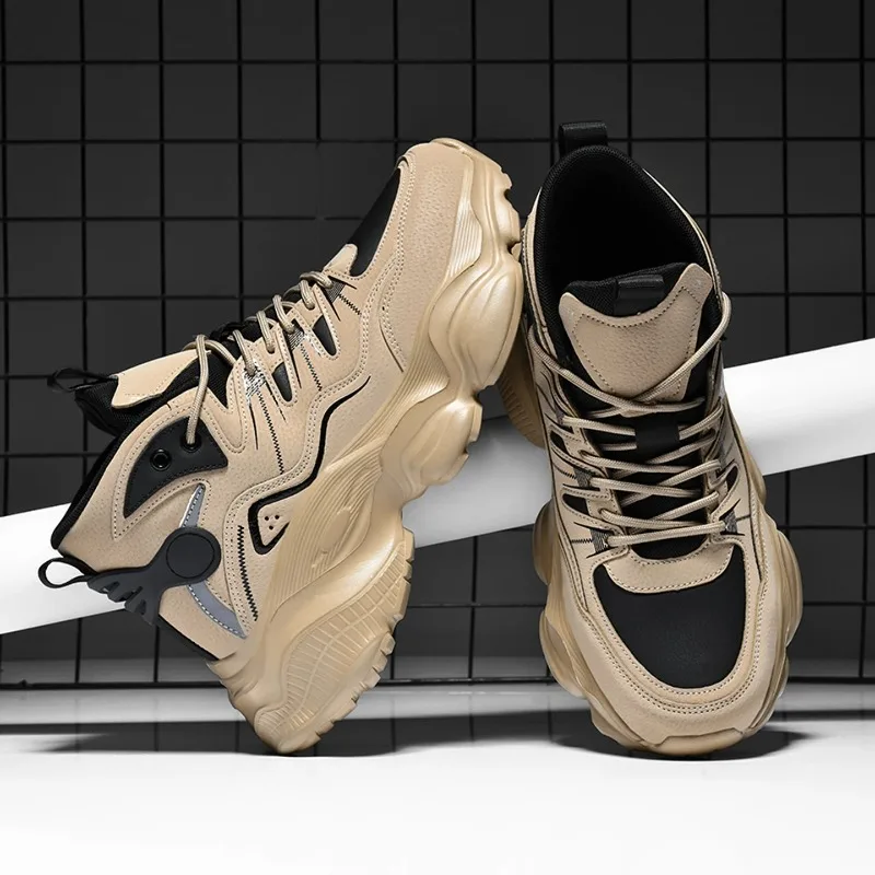 

Мужская водонепроницаемая нескользящая кожаная поверхность с высоким берцем Sports oes для осени и зимы 2022, новинка Sle Dad Trendy oes