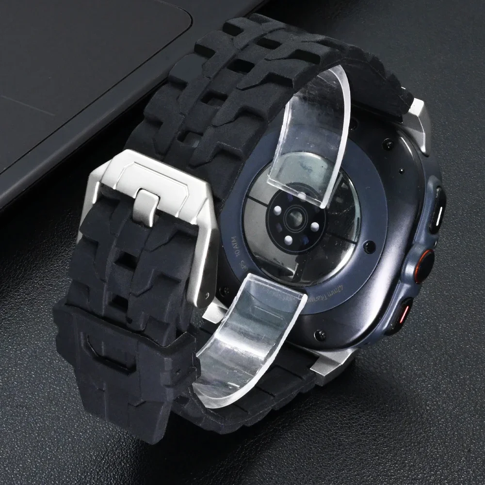 Pulseira de silicone sem lacuna para samsung galaxy watch ultra 47mm pulseira esportiva masculina para samsung galaxy 47mm pulseira de extremidade curvada ultra