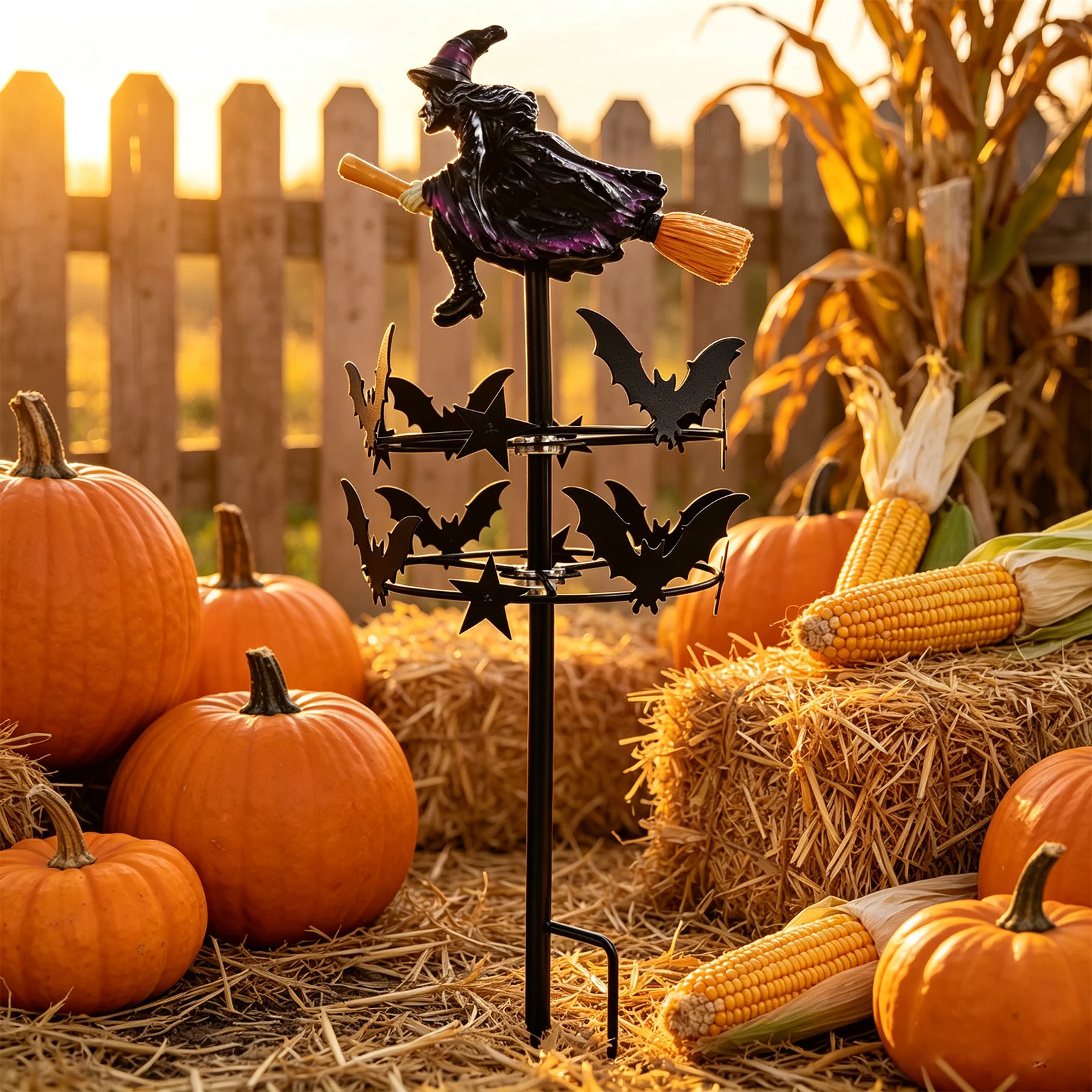 Mystery Witch Garden Wind Spinner Weather Resist Halloween Lawn Ornament for Garden Patio Pathway Fall Decorations - view 5