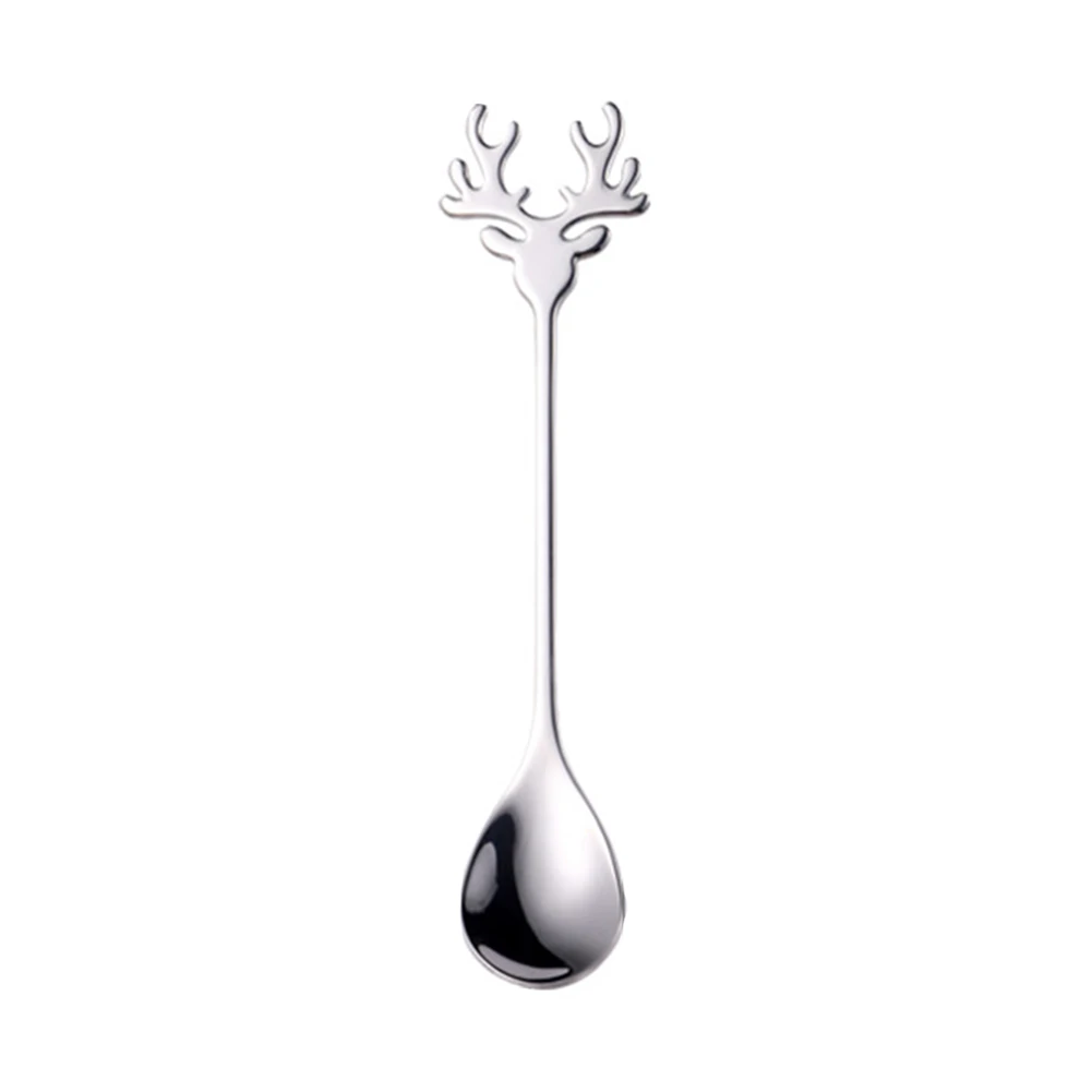 Spoon Coffee Spoon Rose Gold Silver Stirring Spoon 14*2.4CM 1PCS Black Creative Fawn Spoon Gold Mug High Quality