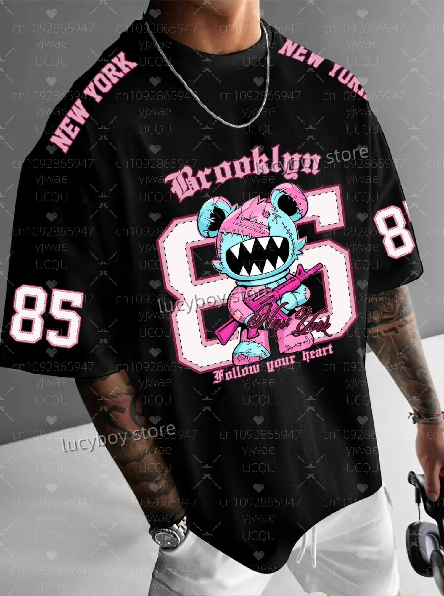 

2025 Summer Men Sports Daily Men's T-Shirt NEW YORK BROOKLYN 85 Print 3 Colors Short-Sleeved Top Daily Jersey Men T-Shirt