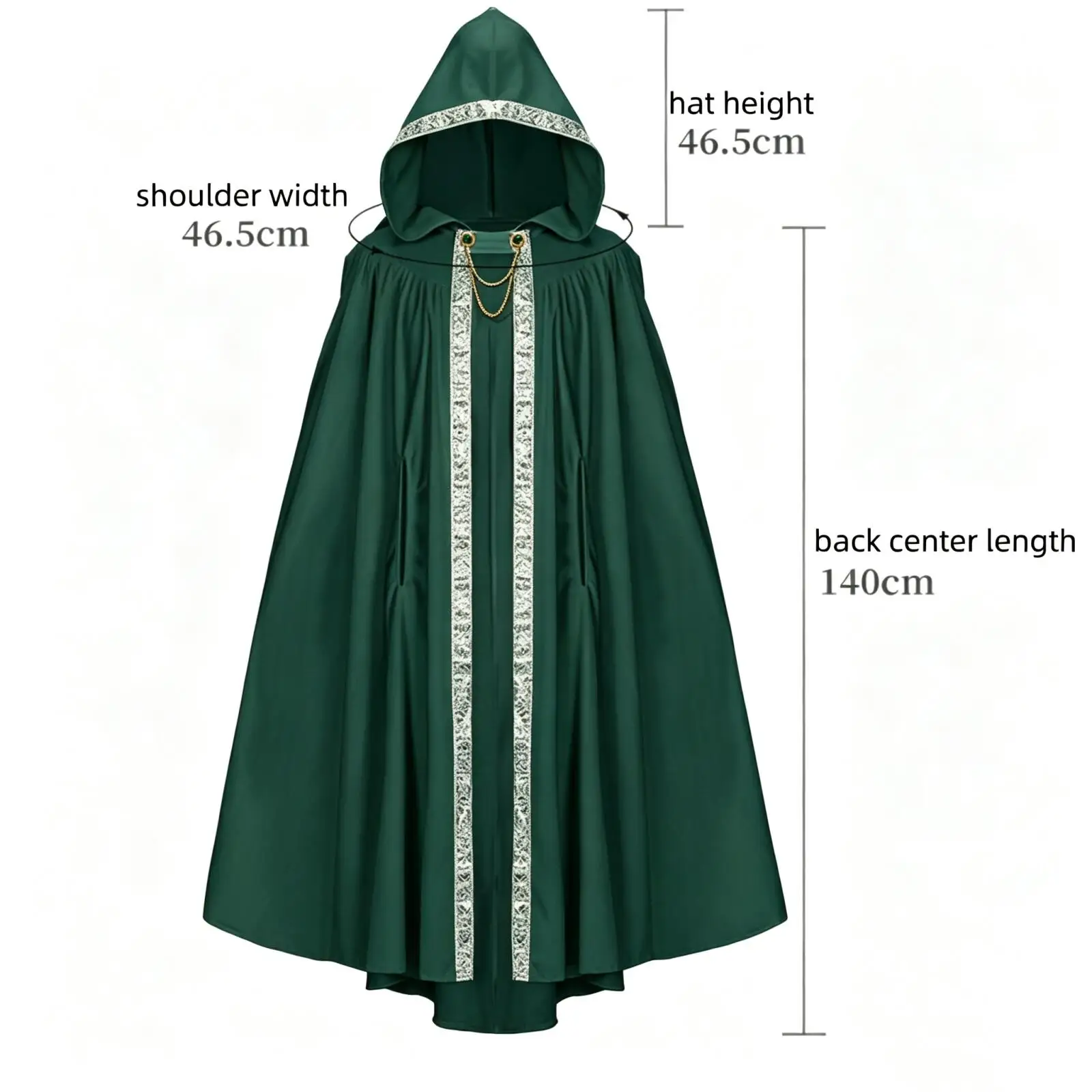 Unisex Medieval Court Hooded Cape Embroidered Lace Suede Cape With Brooches Gothic Wizard Noble Robe For Halloween Party