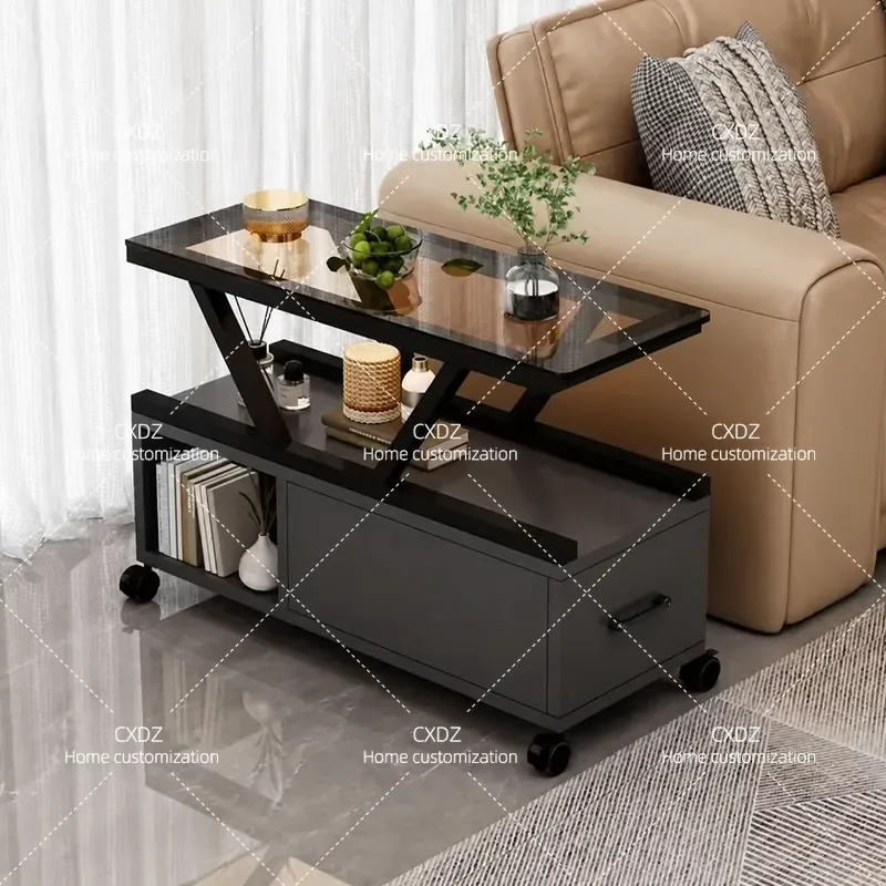 Modern Glass Edge Coffee Table Small Living Room Side Table Light Luxury Movable Corner Cabinet Minimalist Home Furniture